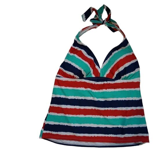 Catalina Halter Style Striped Swim Top, Size XL - Picture 1 of 5